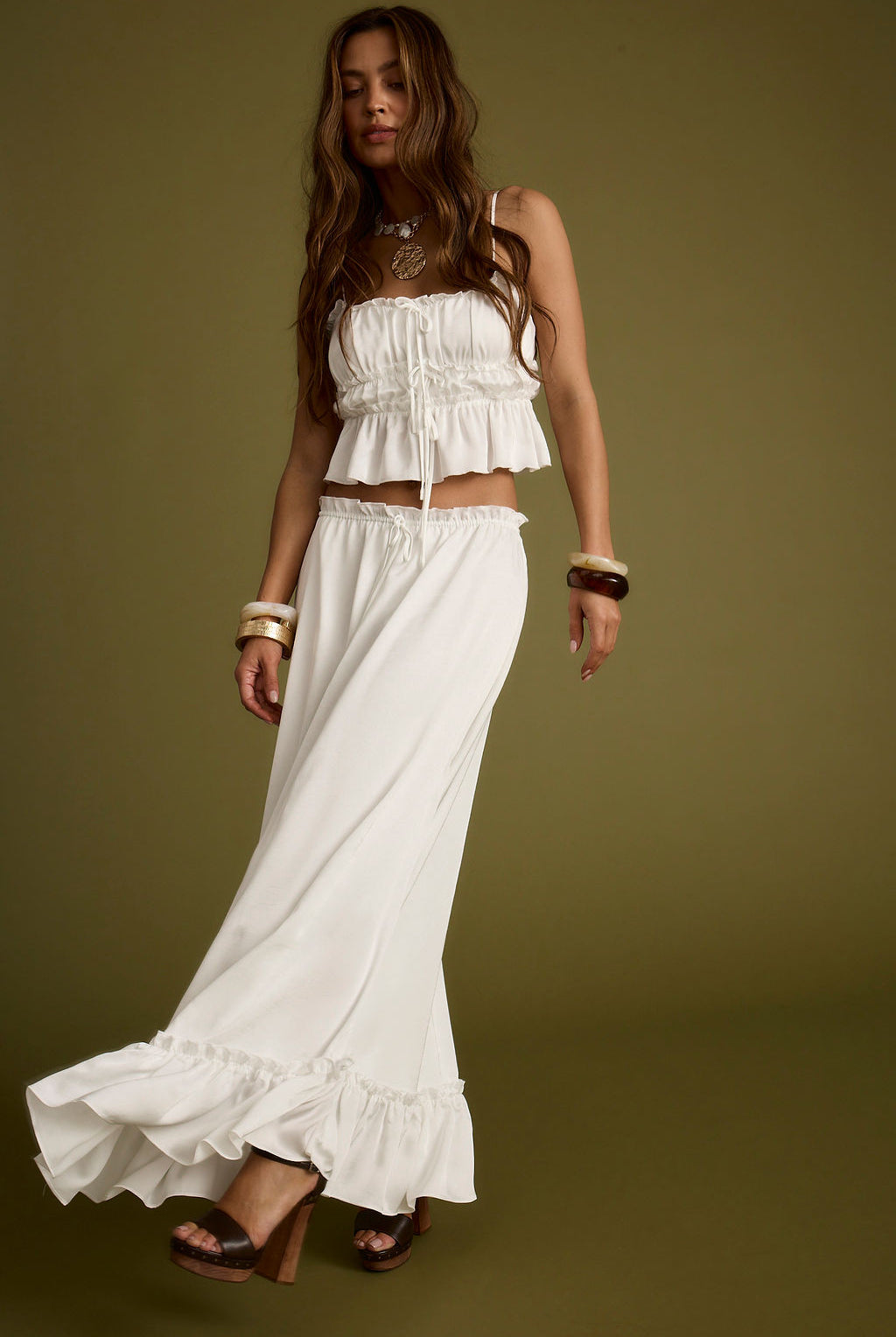 Dahlia Brown Maxi Skirt