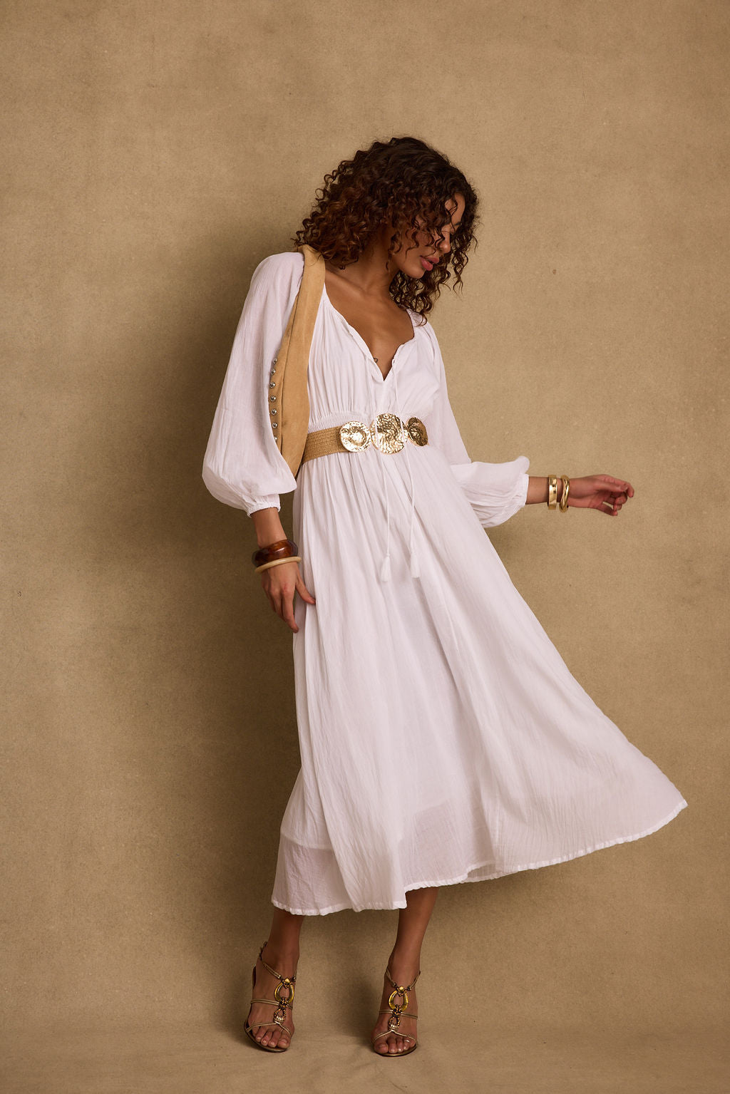 Danika White Linen Maxi Dress