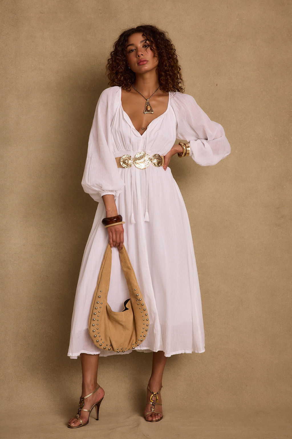 Danika White Linen Maxi Dress