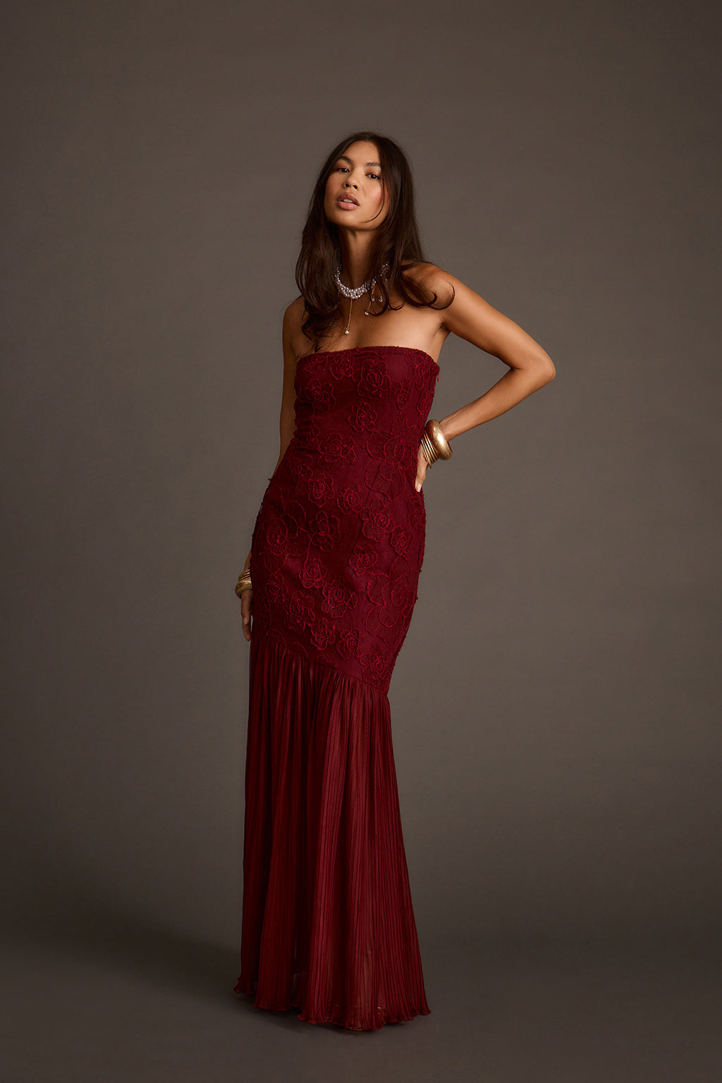 Daylight Mulberry Embroidered Maxi Dress