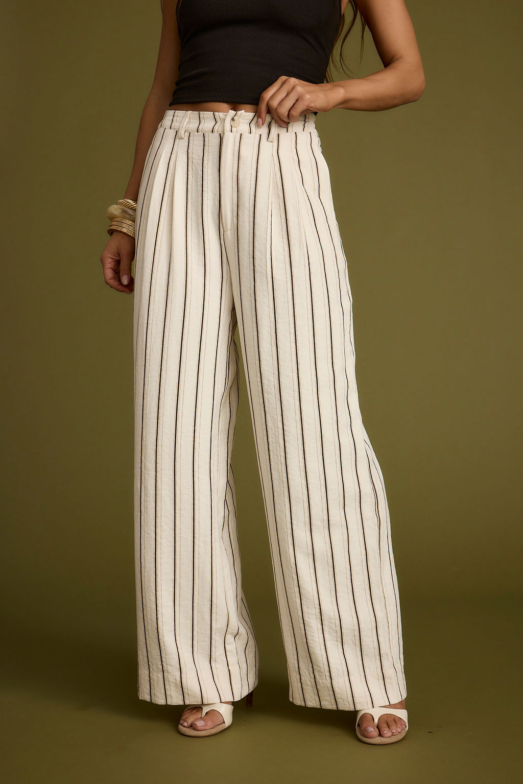 Diane White Striped Trousers