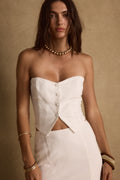 Diane White Strapless Linen Top