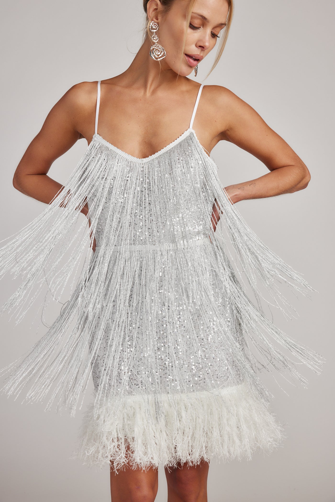 Kristen White Fringe Mini Dress - Xs Size - Women's Dresses - 12th Tribe