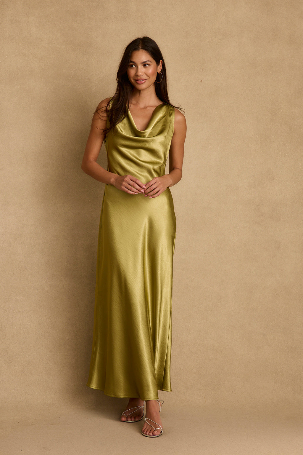 Dolce Chartreuse Satin Maxi Dress - XS Size - Women's Dresses