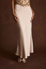Dolce Champagne Satin Maxi Skirt
