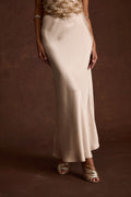 Dolce Champagne Satin Maxi Skirt