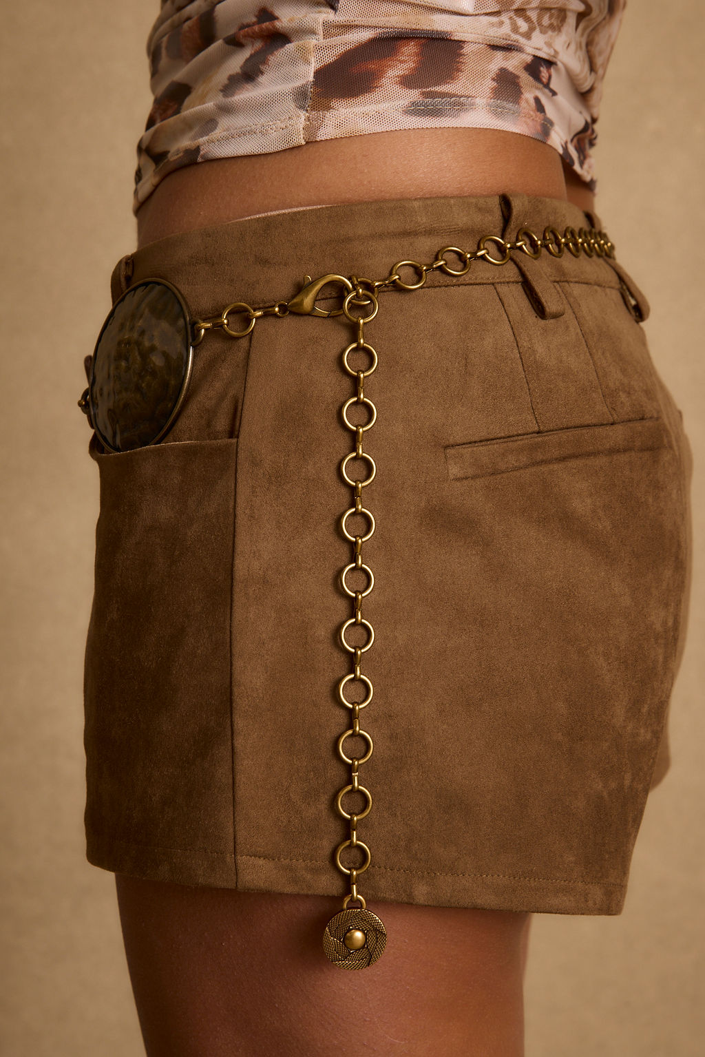 Vintage Brown Coin Accent Waist Belt - Women’s Statement Accessory Women main image 4