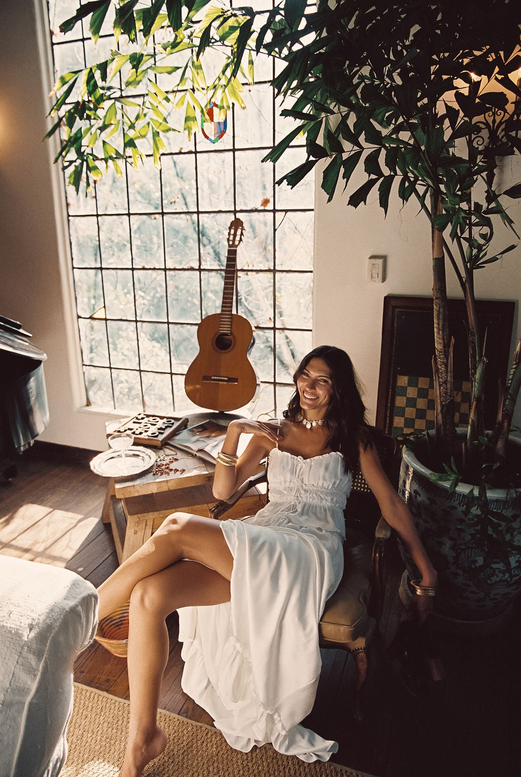 Dahlia White Satin Maxi Skirt