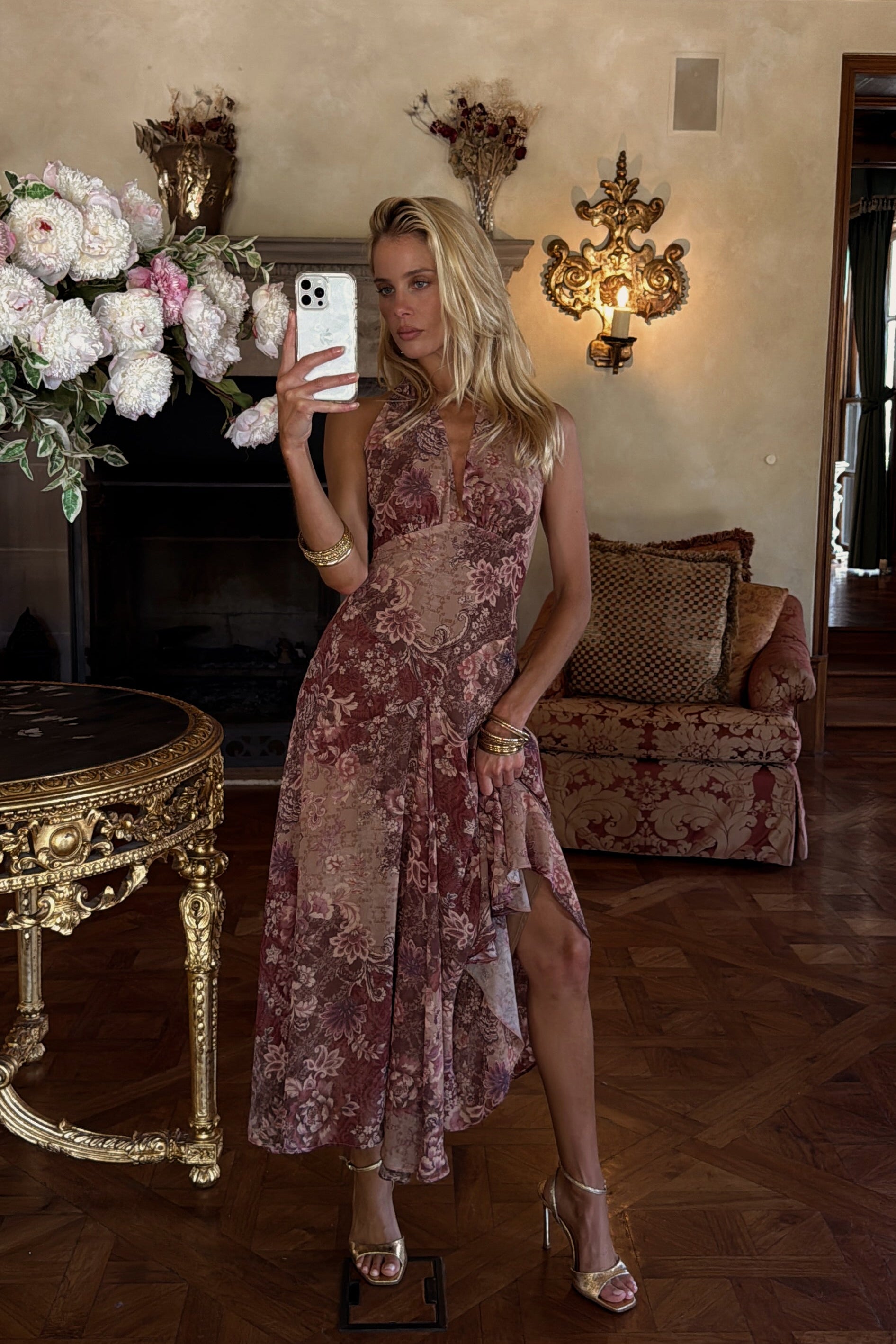 Darcy Berry Floral Chiffon Maxi Dress