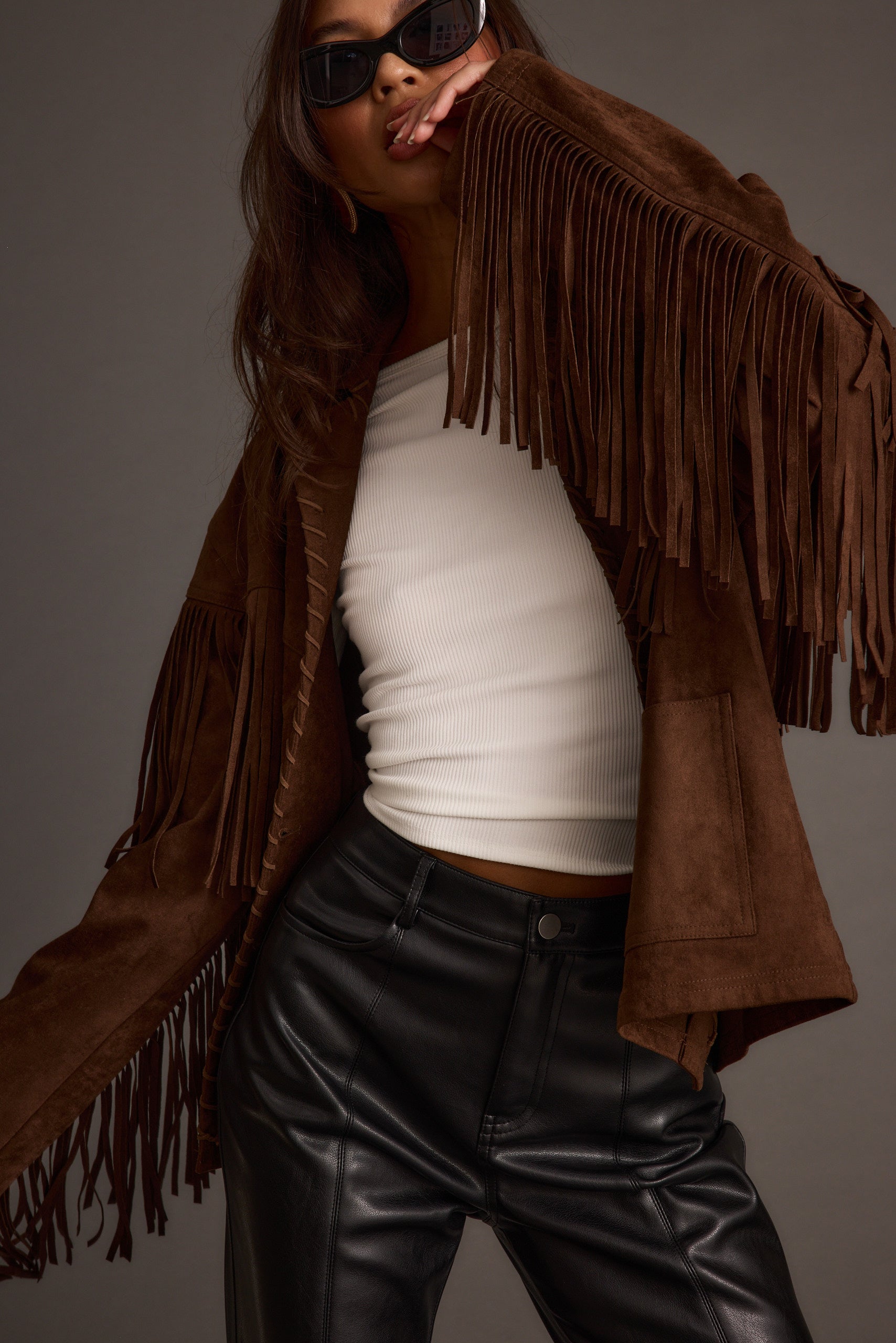 Devon Mocha Vegan Suede Shacket