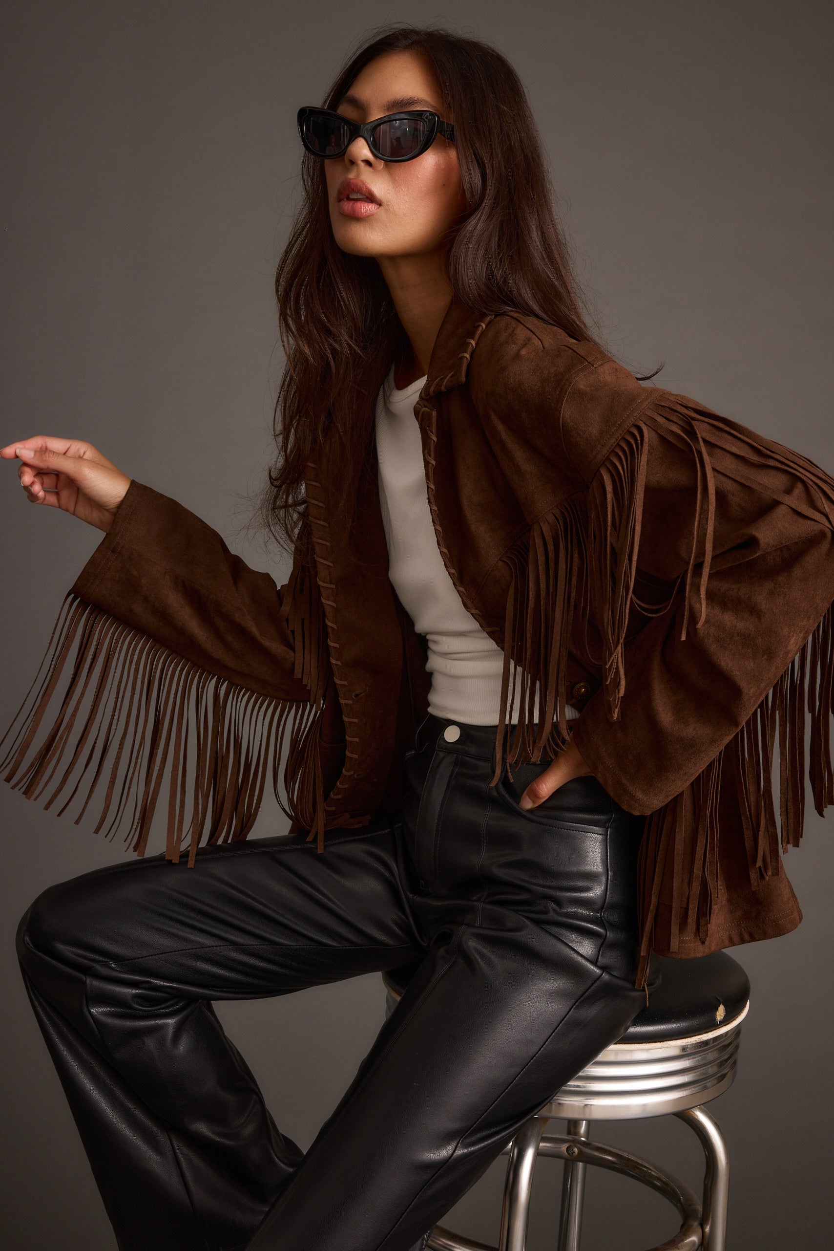 Devon Mocha Vegan Suede Shacket