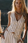 Diane White Striped Vest