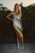 Dolce Golden Ombre Cowl Maxi Dress