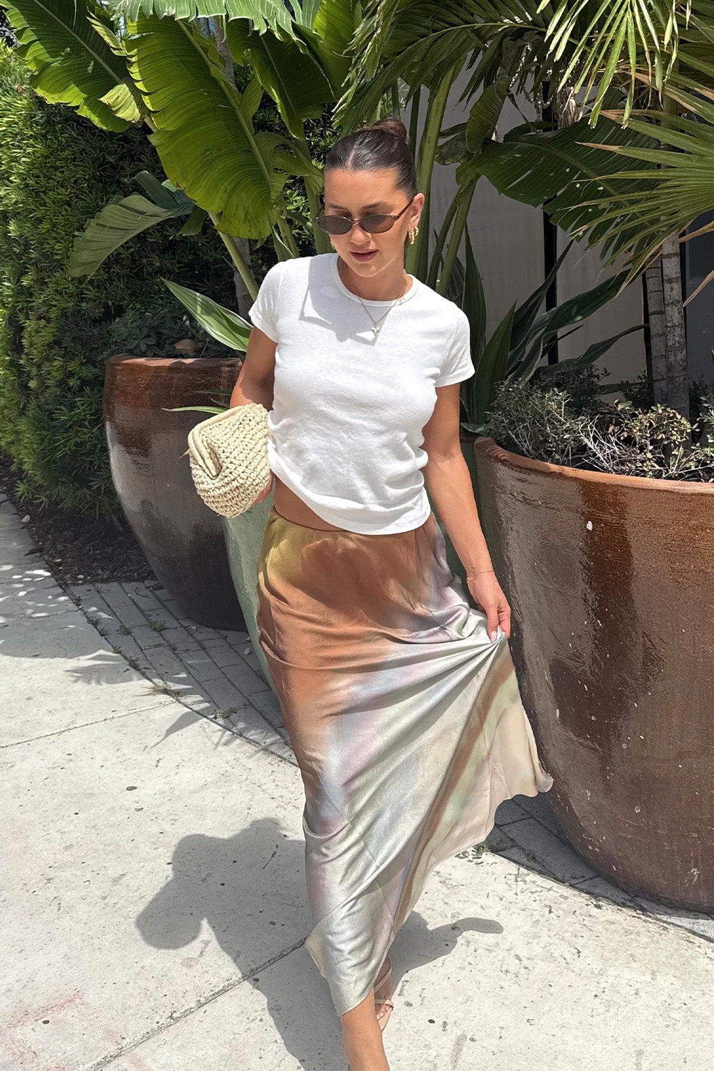 Dolce Golden Ombre Satin Maxi Skirt