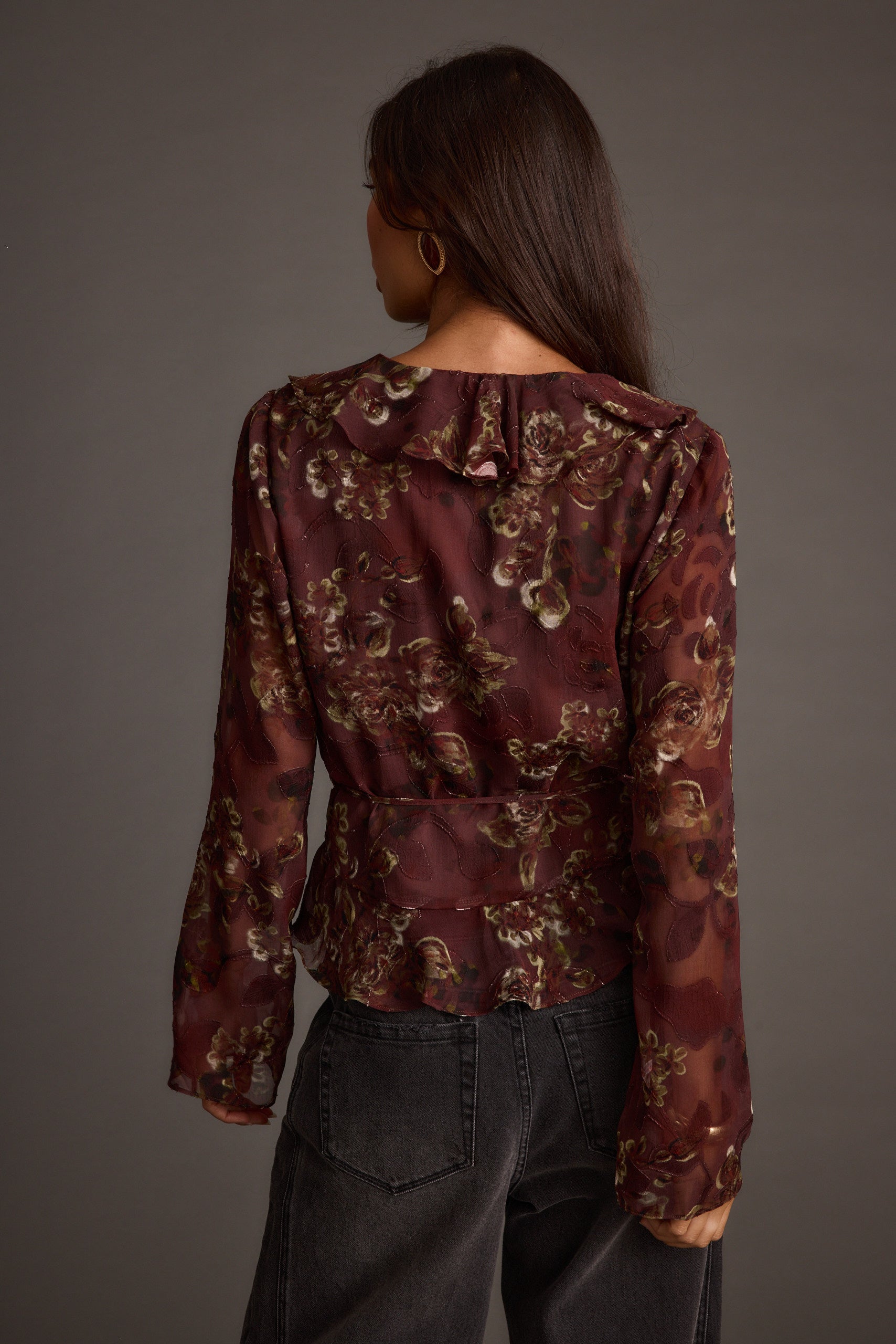 Dominique Plum Floral Blouse