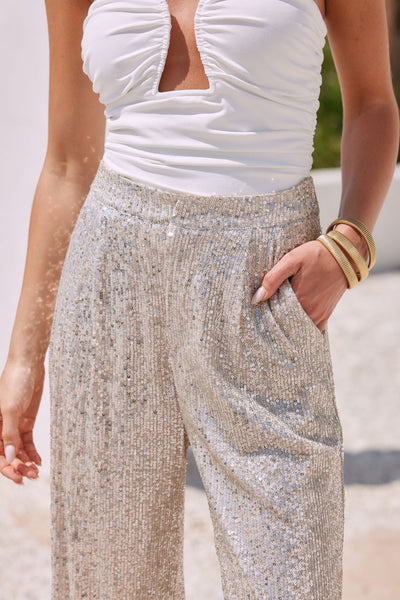 Edge of Midnight Champagne Sequin Pants