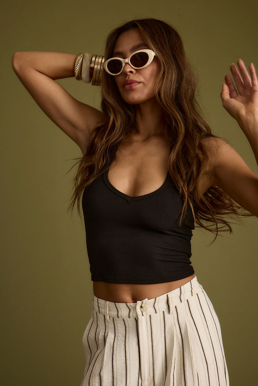 Emily Black Ribbed Halter Top