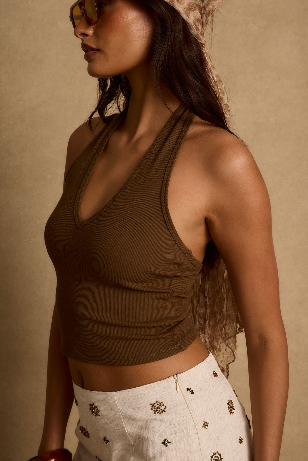Emily Mocha Halter Top