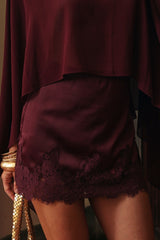 Elara Mulberry Satin Mini Skirt