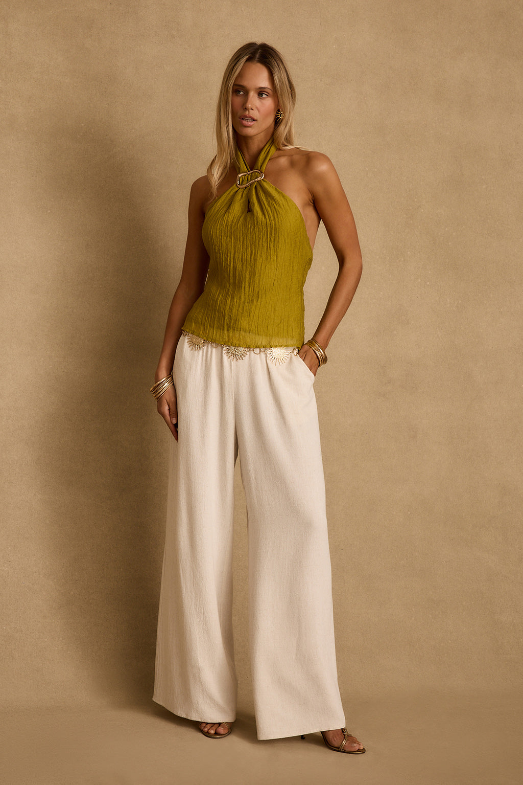 Elio Chartreuse Halter Top – 12th Tribe