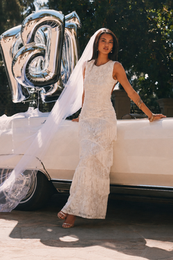 Shadows White Lace Fringe Maxi Dress