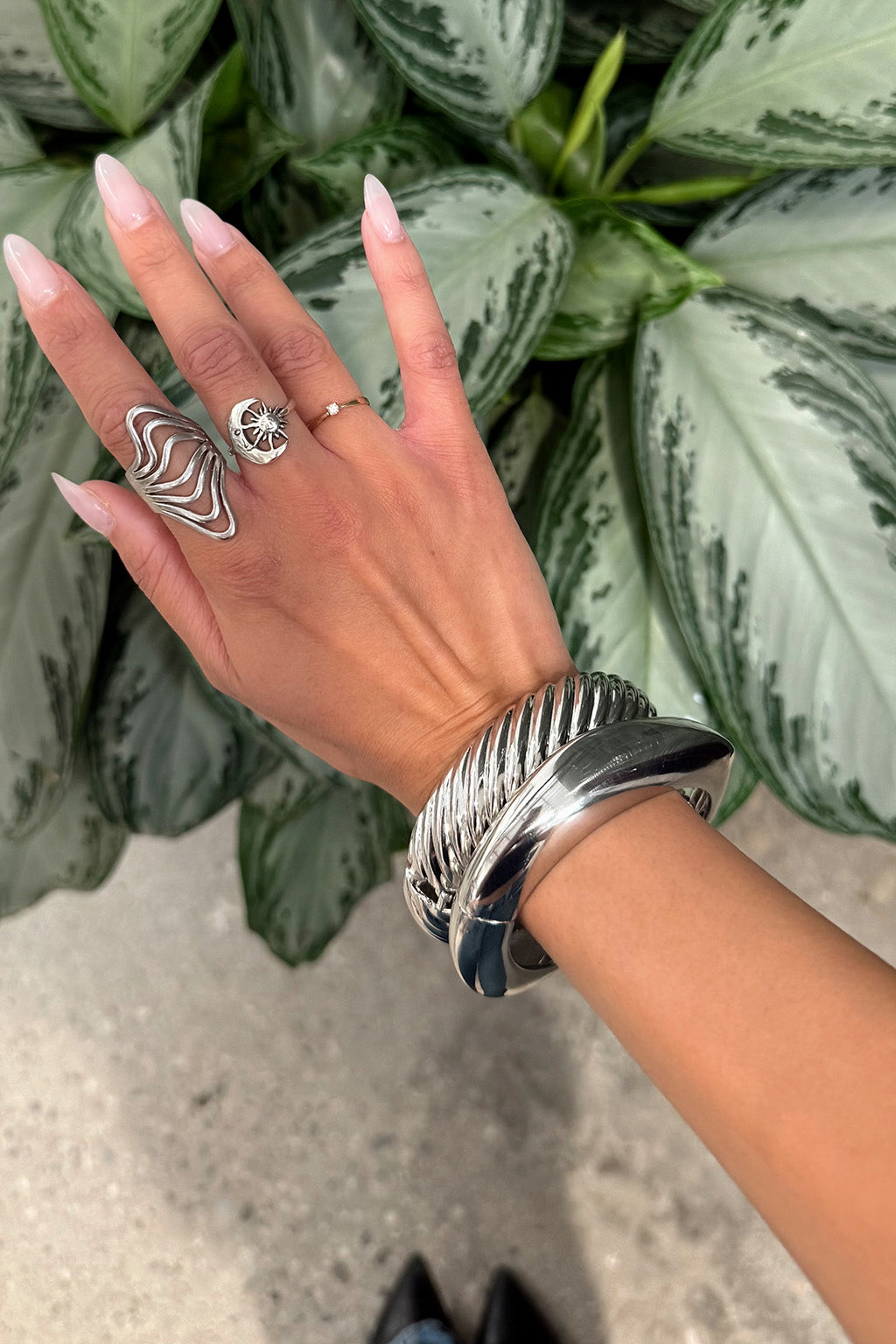 Elsa Set of 2 Silver Bangles