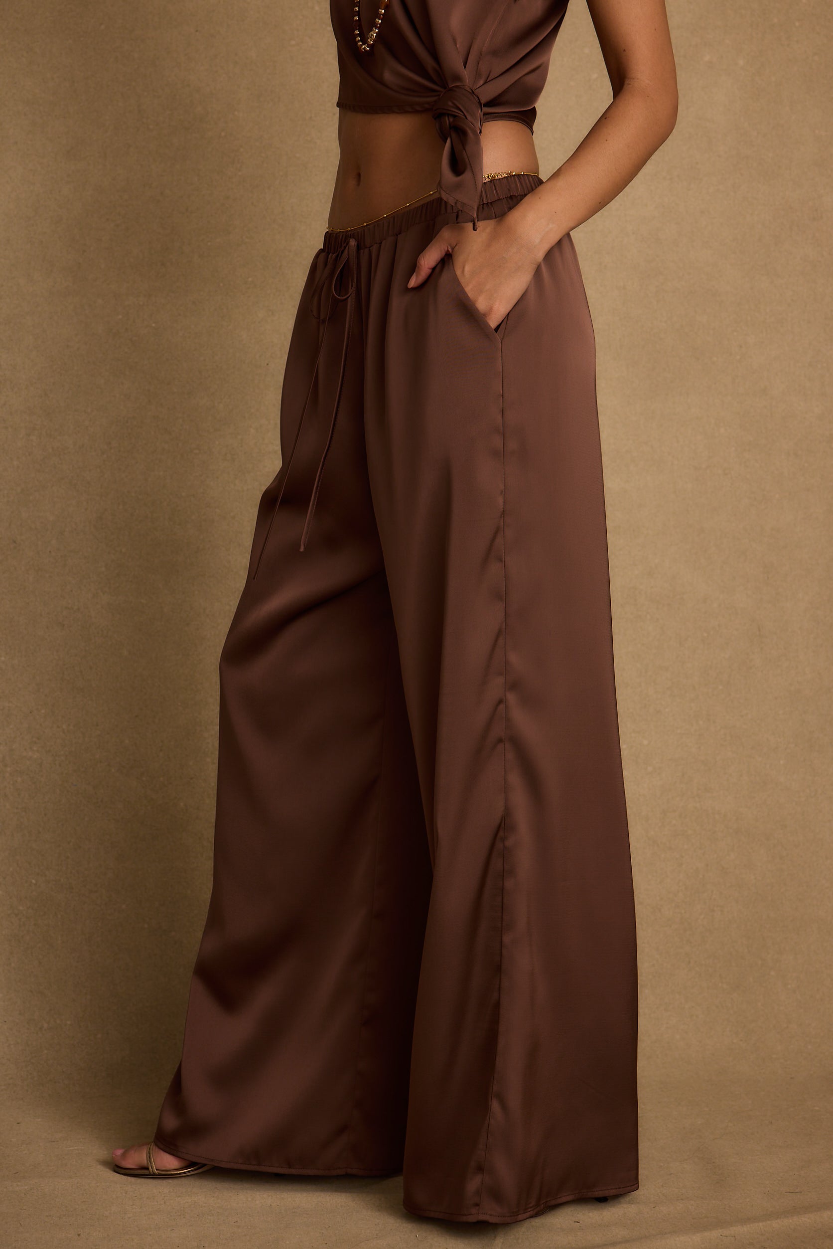 Estelle Espresso Satin Pant