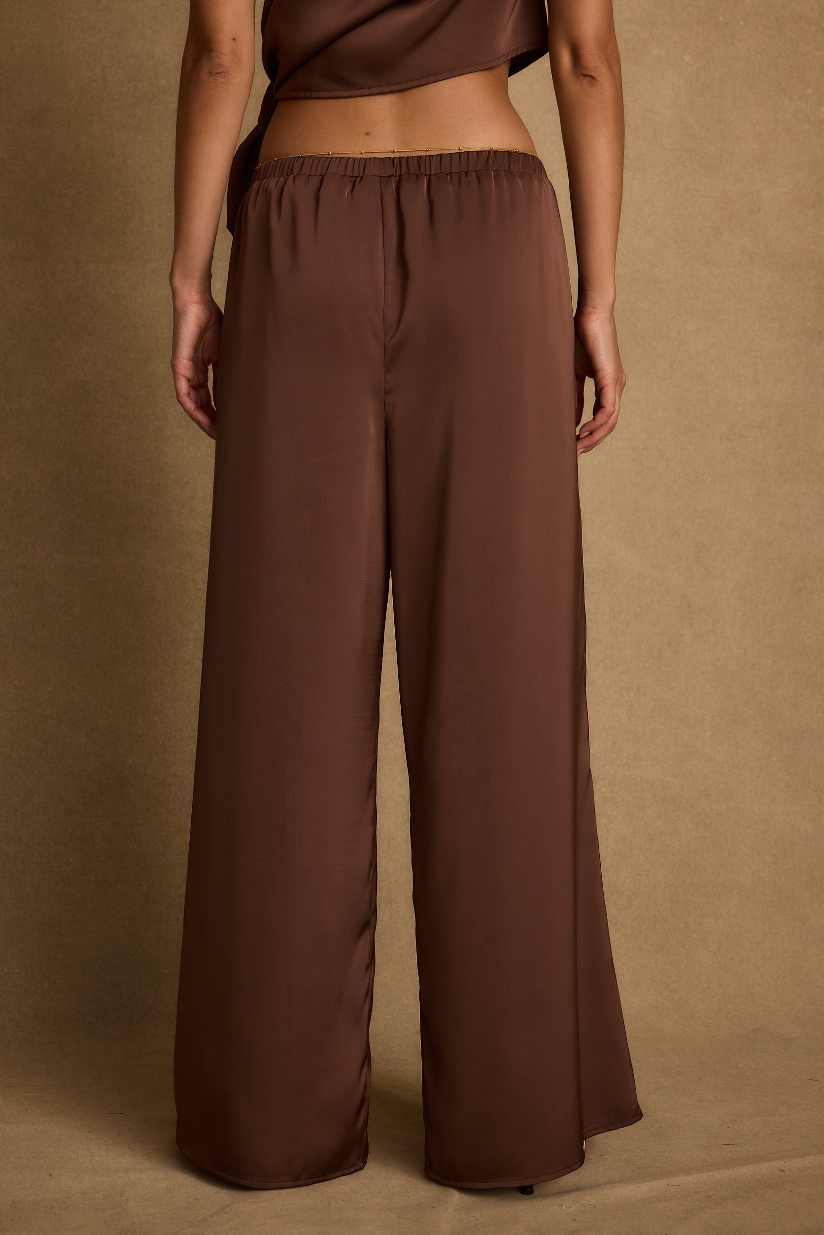 Estelle Espresso Satin Pant