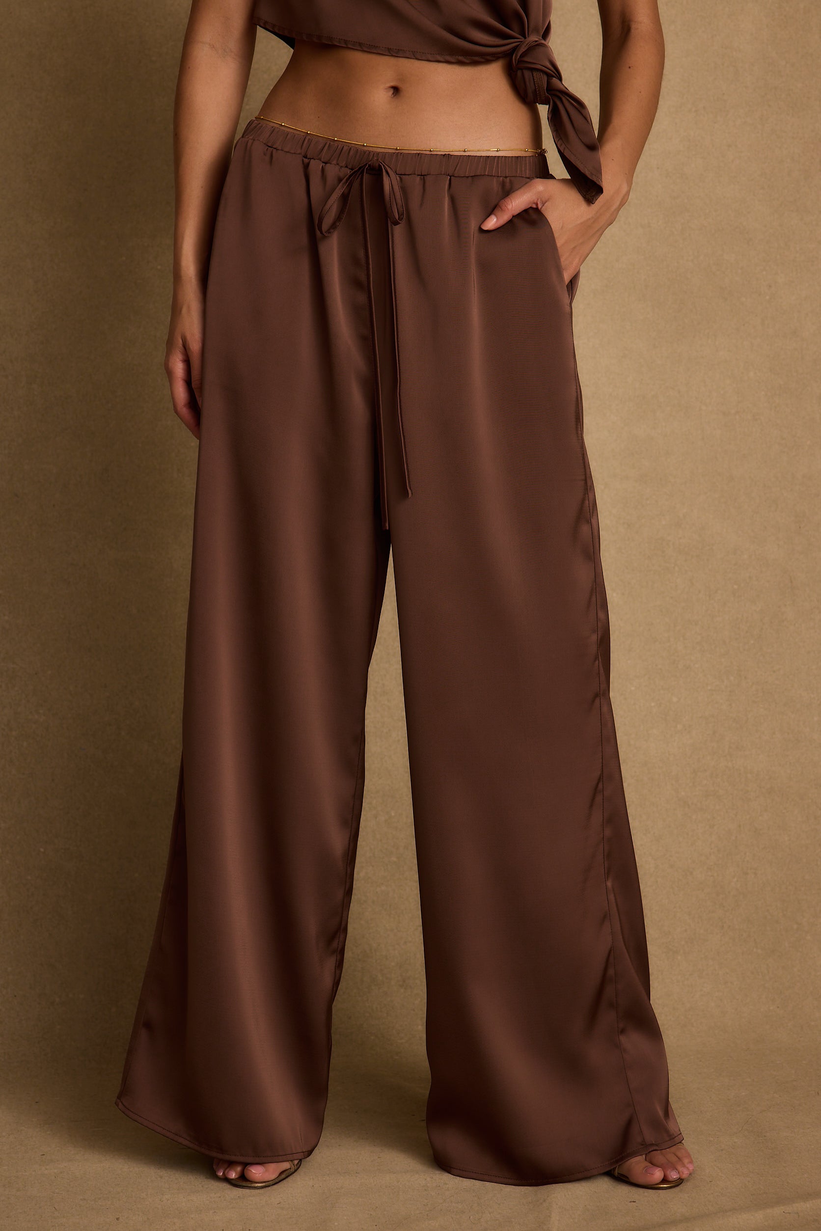 Estelle Espresso Satin Pant