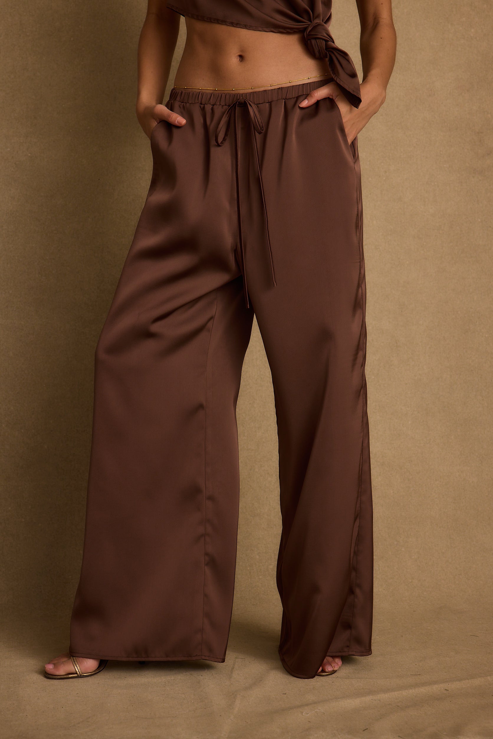 Estelle Espresso Satin Pant
