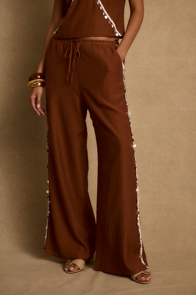 Estelle Terracotta Shell Embellished Pants – 12th Tribe