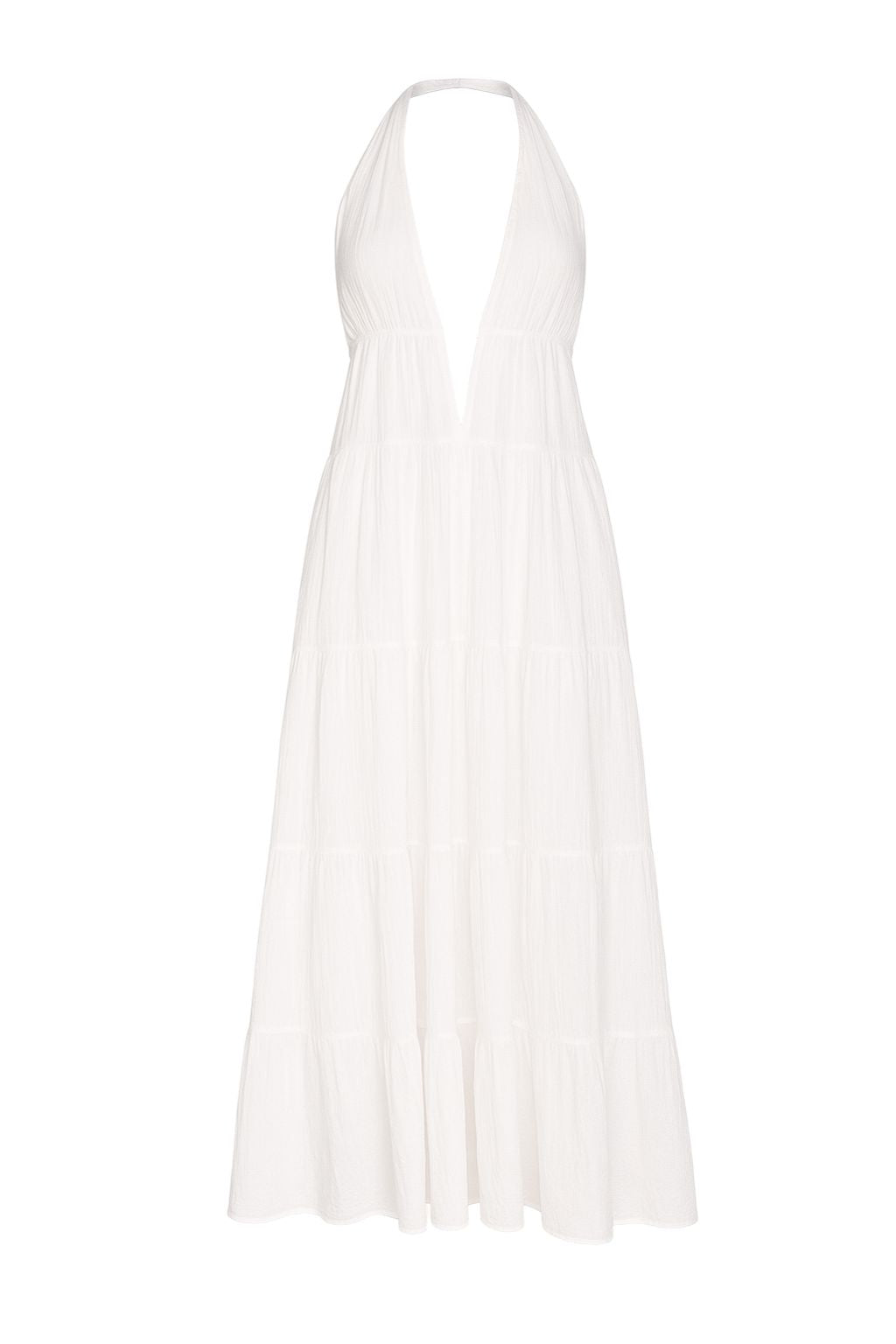 Esperanza White Halter Linen Maxi Dress