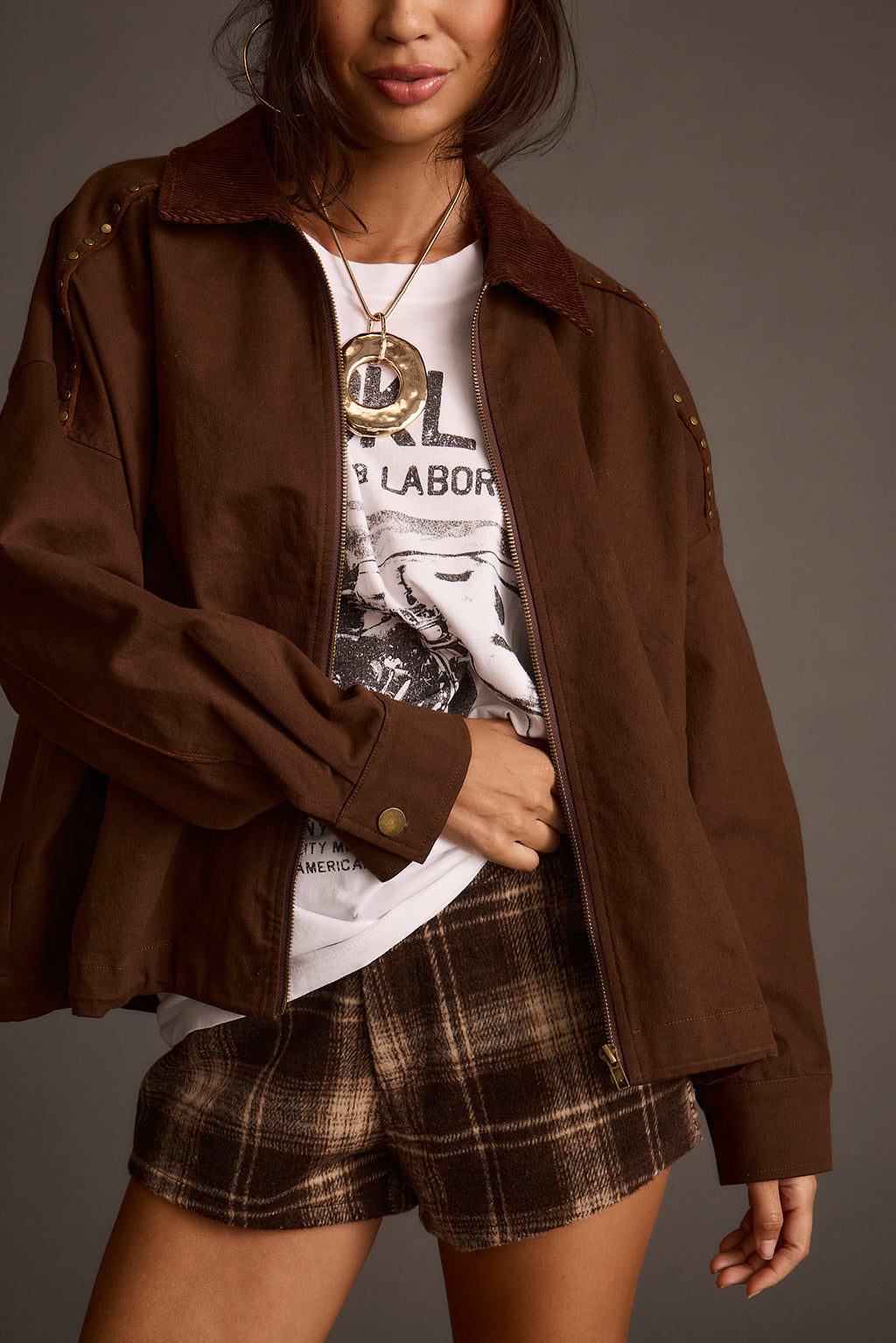 Fairfax Studded Canvas Relaxed Fit Utility Jacket