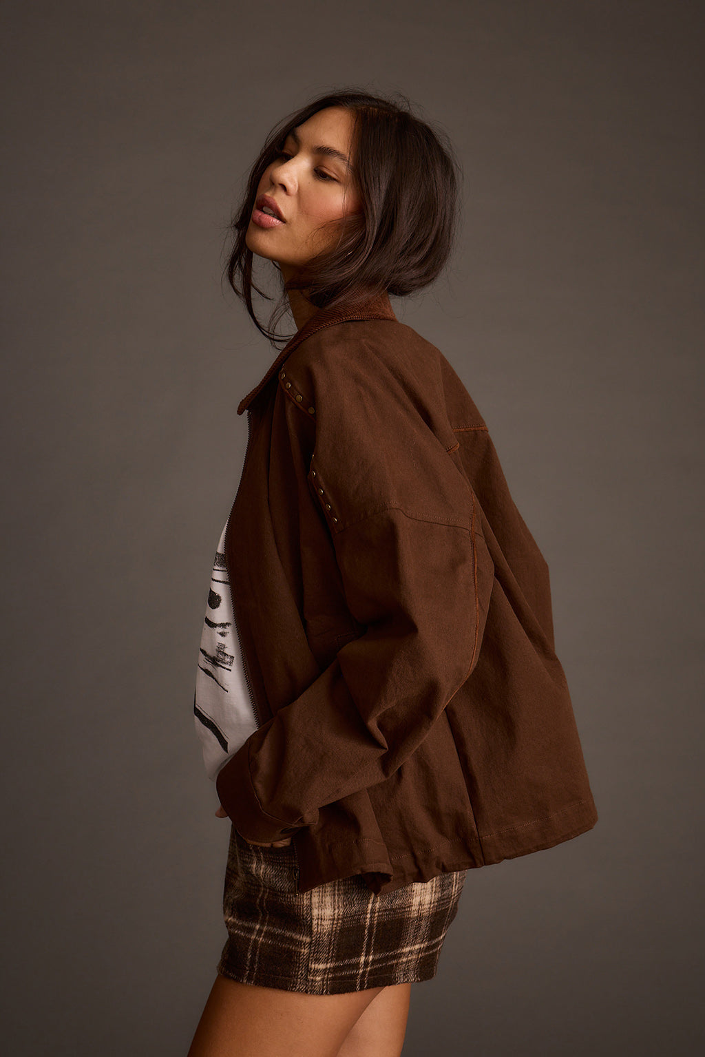 Fairfax Studded Canvas Relaxed Fit Utility Jacket