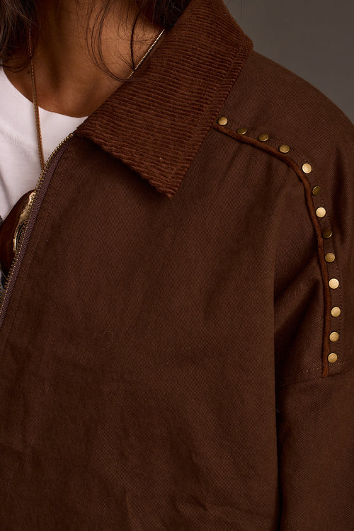 Fraser Studded Canvas Relaxed Fit Utility Jacket