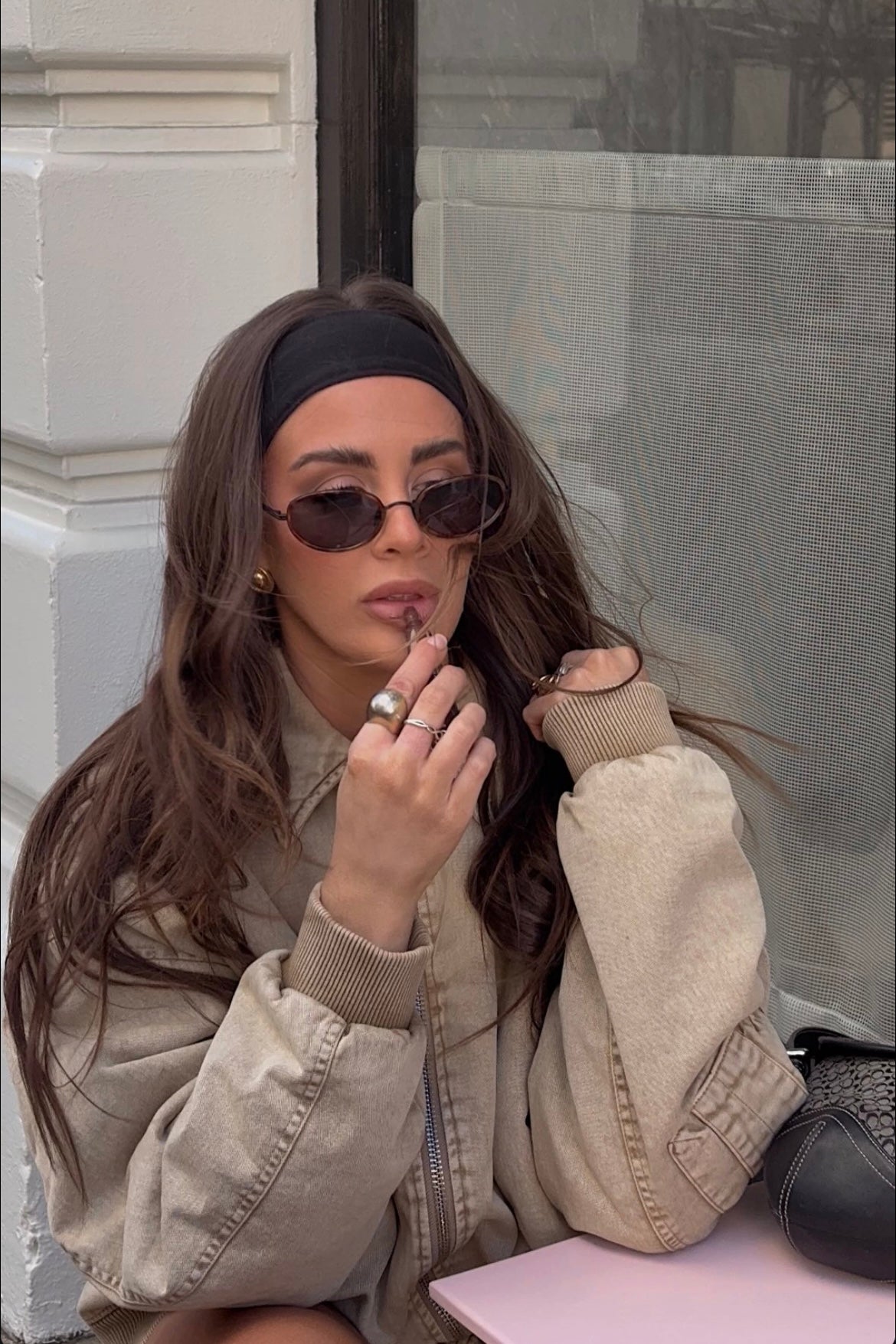 Sawyer Washed Tan Oversized Bomber Jacket