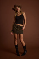 Fiera Leopard Belted Micro Mini Skirt