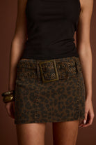 Fiera Leopard Belted Micro Mini Skirt