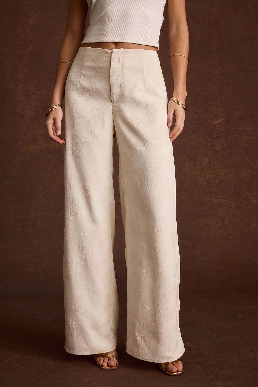 Finnian Ivory Jacquard Trousers