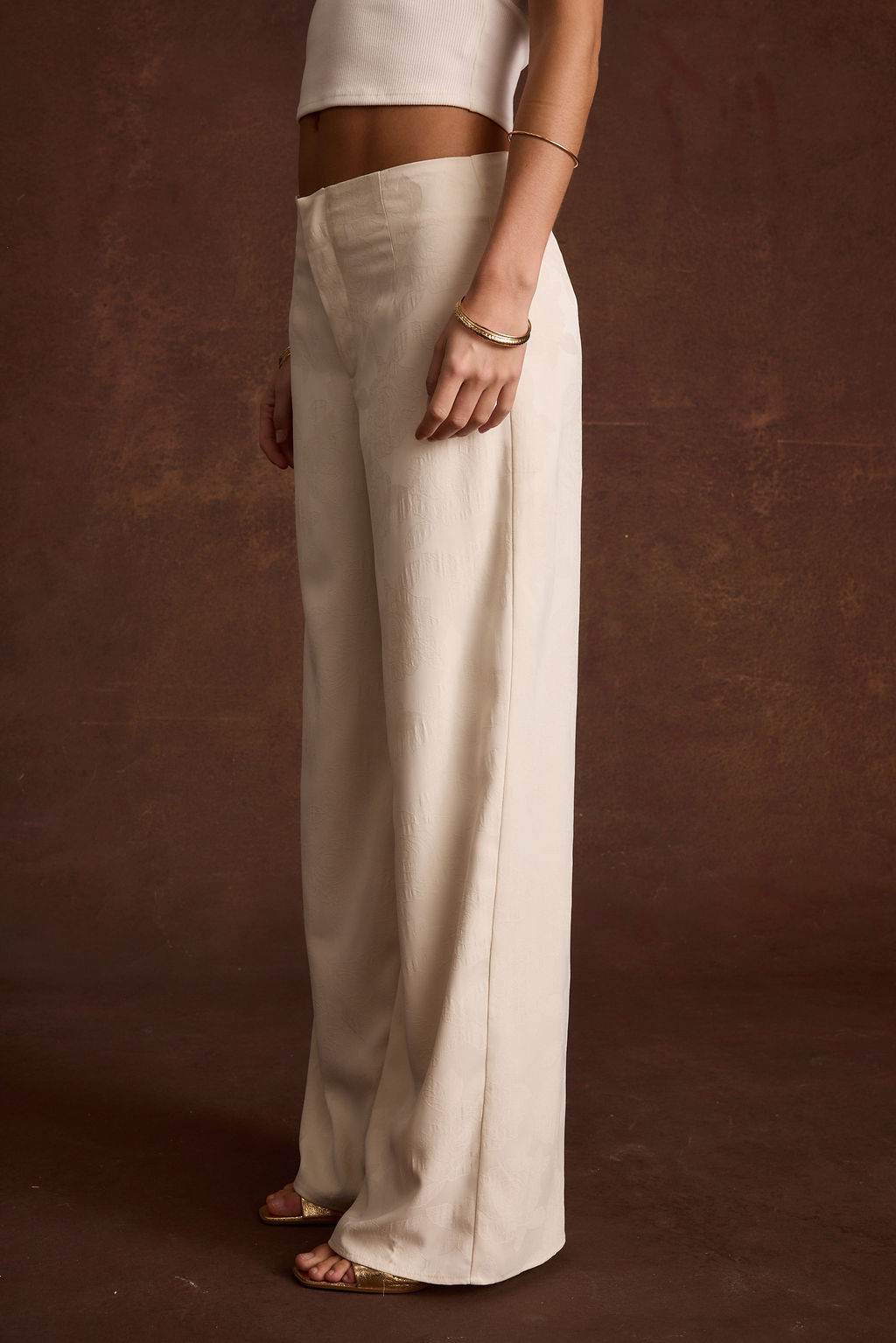 Finnian Ivory Jacquard Trousers