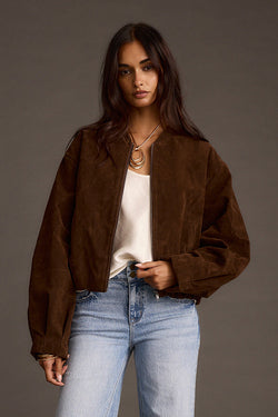 Francia Mocha Vegan Suede Jacket