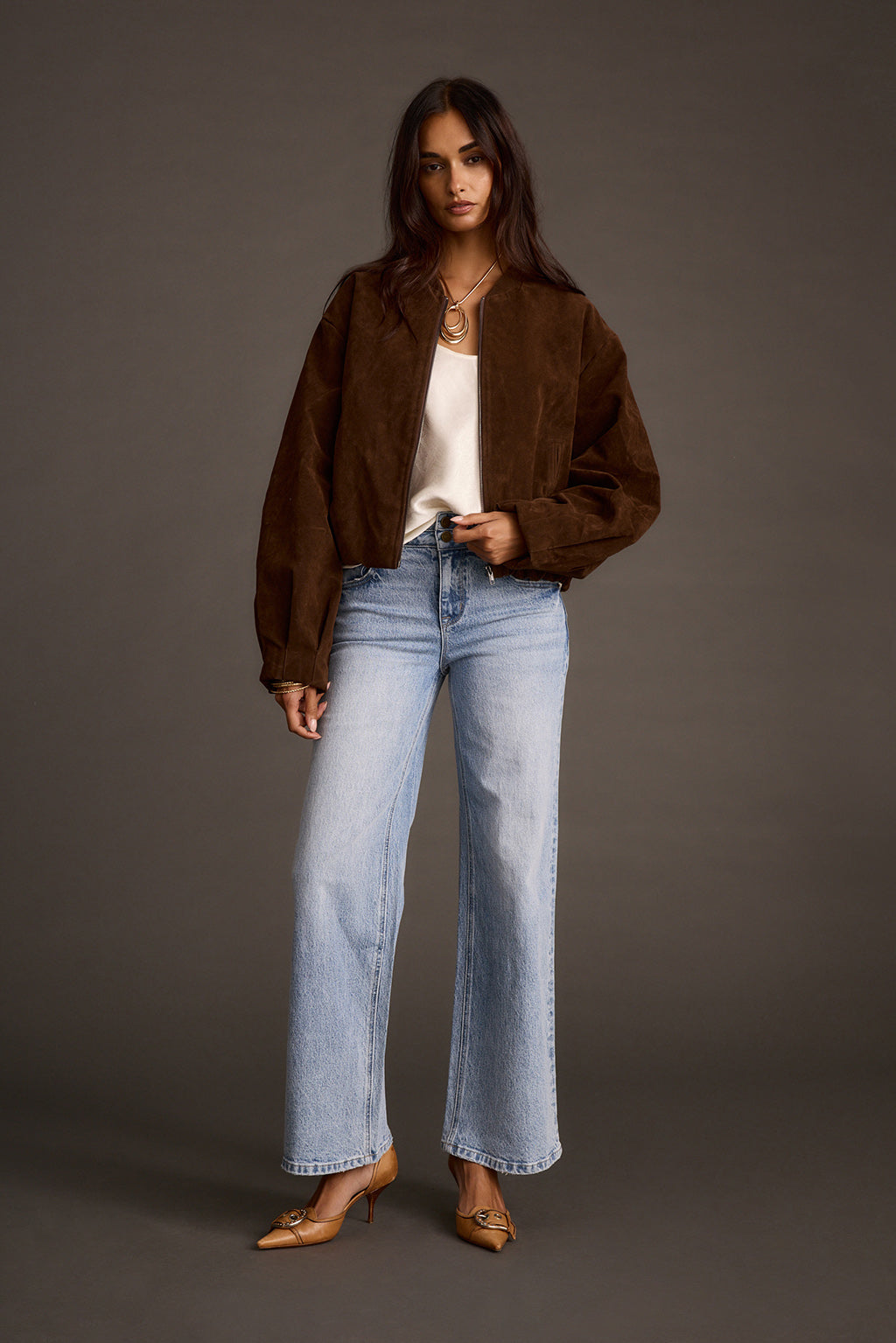 Francia Mocha Vegan Suede Jacket