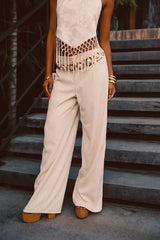 Finnian Ivory Jacquard Trousers