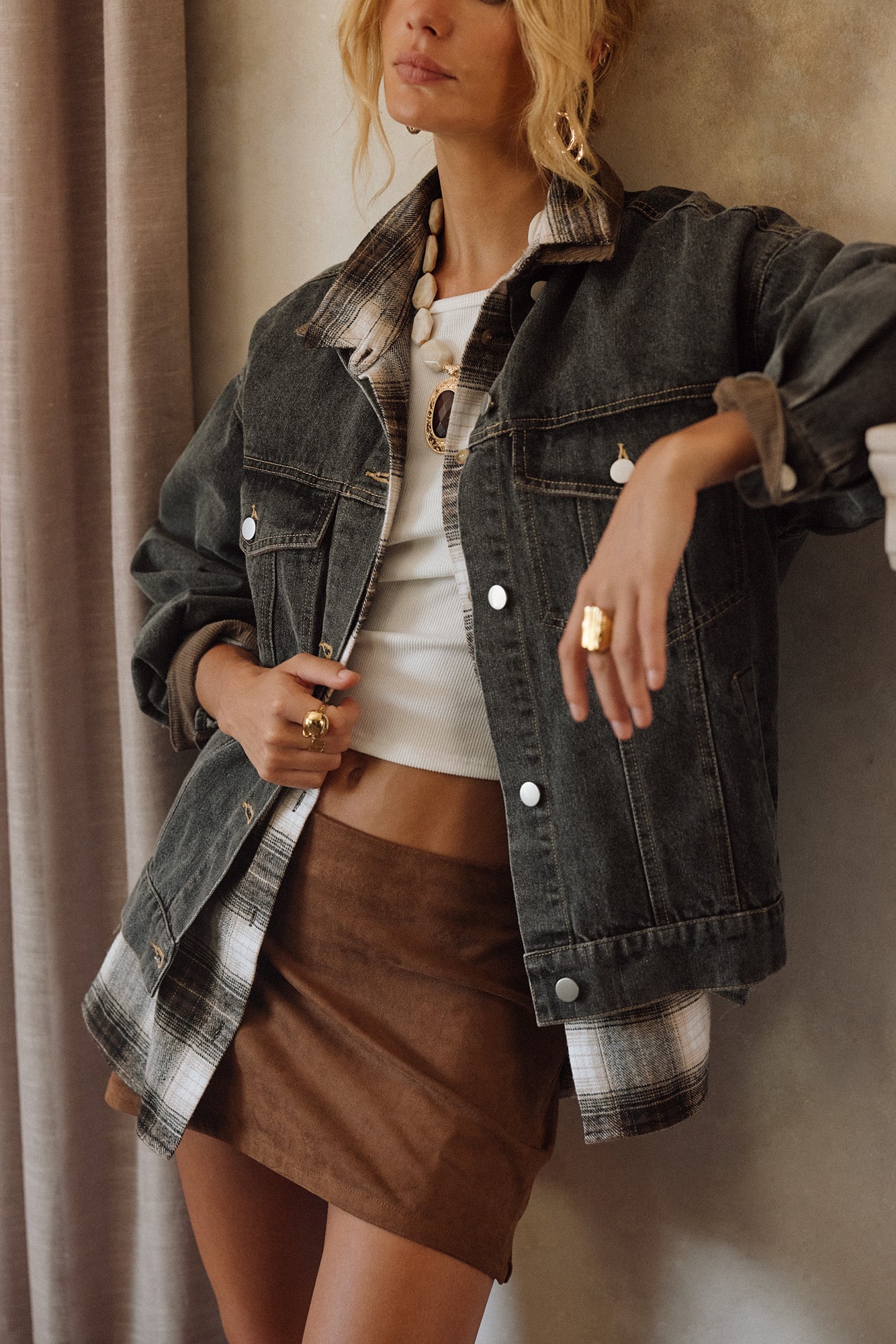 Hayes Washed Black Denim Barn Jacket