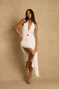 Francesca White Halter Midi Dress