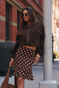 Sarah Mocha Polka Dot Skirt