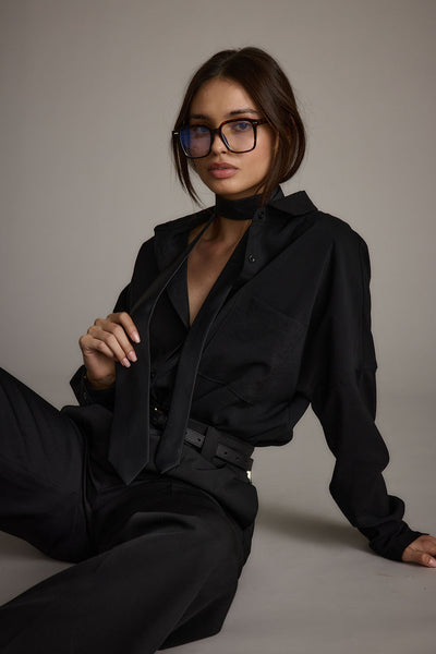 GISELE_BLACK_POPLIN_BUTTON_DOW