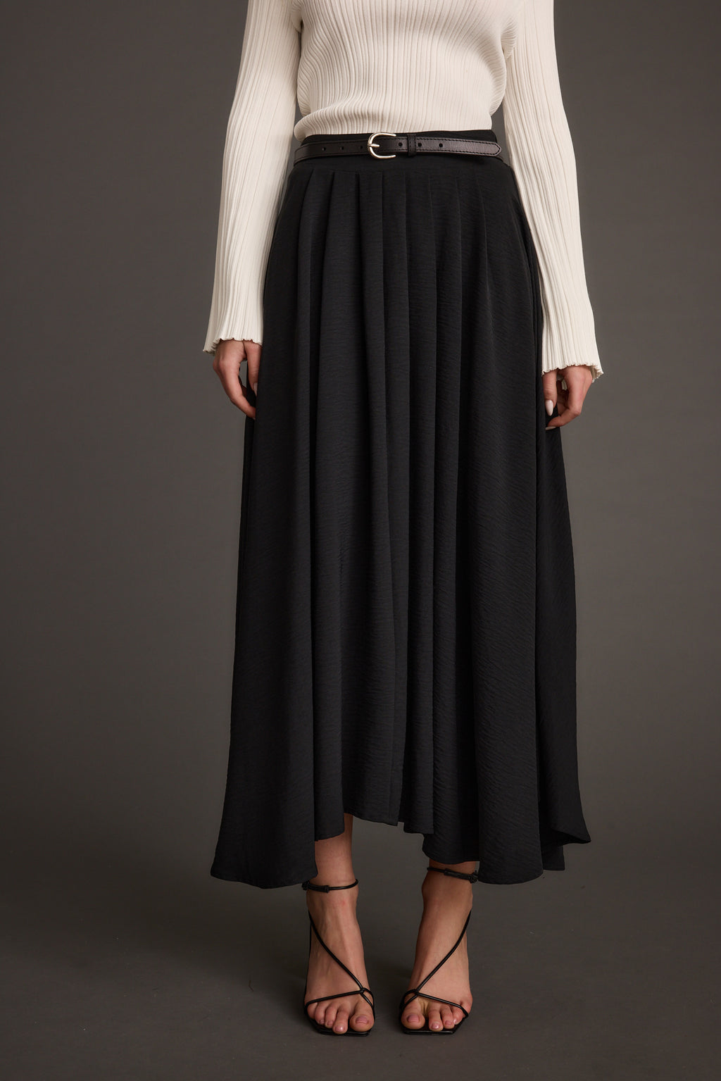 Gloria Black Midi Skirt