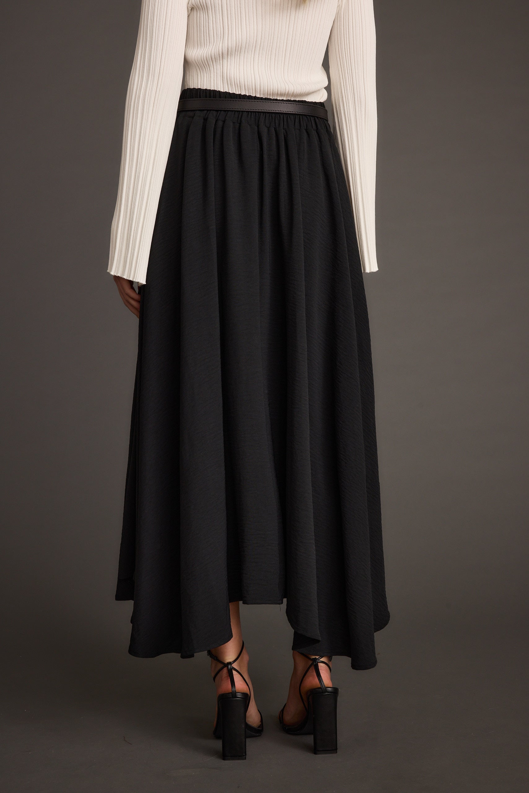 Gloria Black Midi Skirt