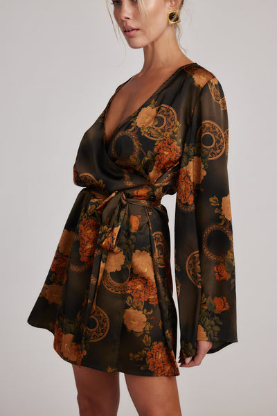 Gold Standard Olive Floral Kimono Dress